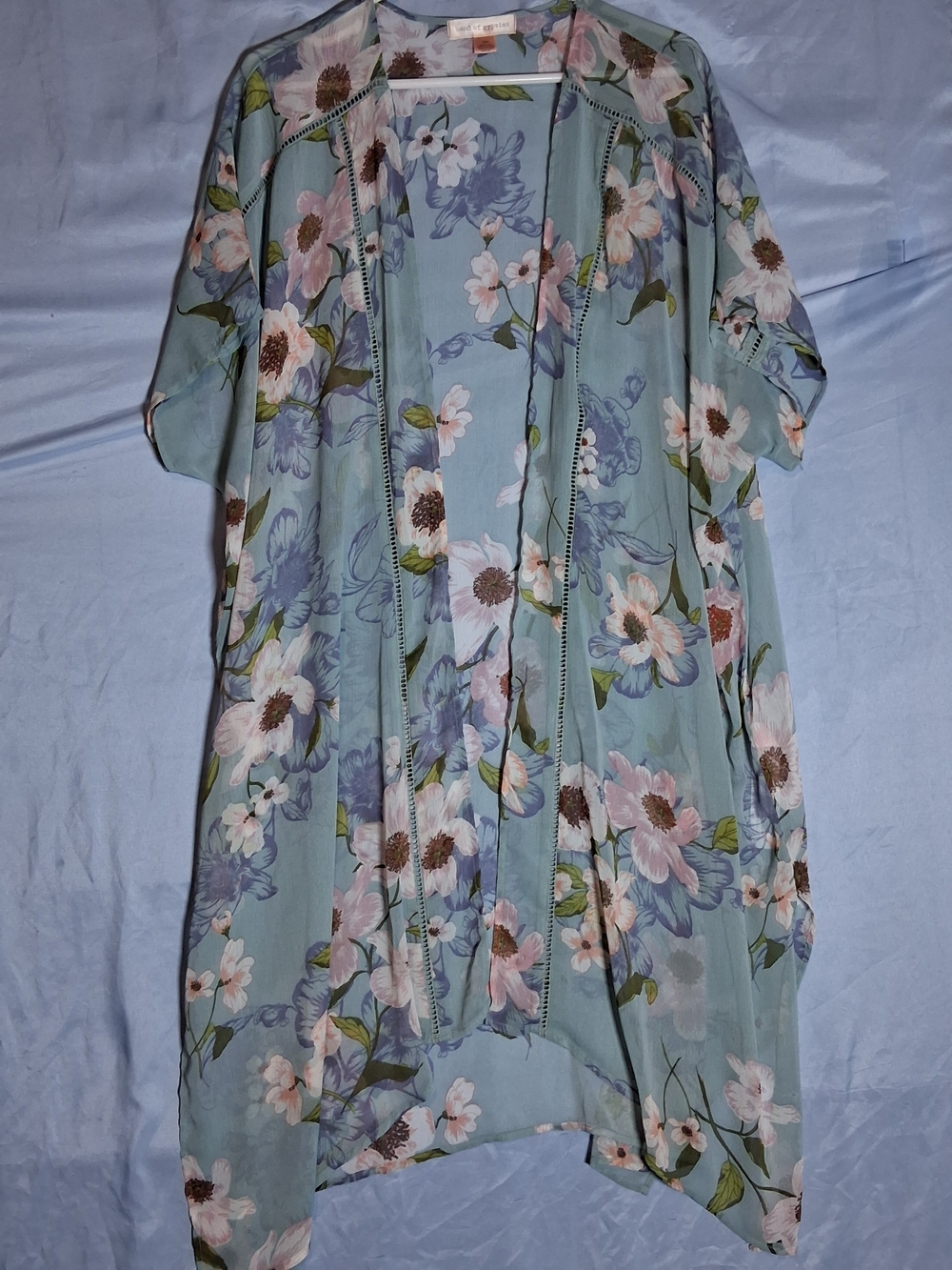 Band of Gypsies Blue Floral Lightweight Duster Kimono Beach Cover Up